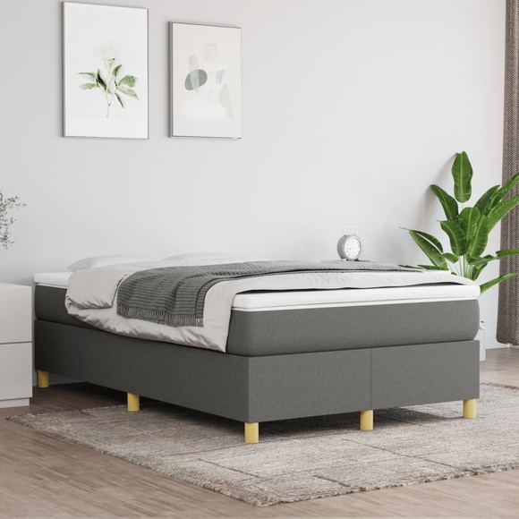 vidaXL Boxspringbett Dunkelgrau 120x200 cm Stoff
