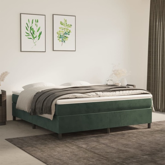 vidaXL Boxspringbett Dunkelgrün 180x200 cm Samt