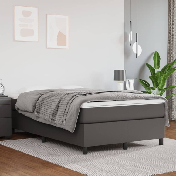vidaXL Boxspringbett Grau 120x200 cm Kunstleder