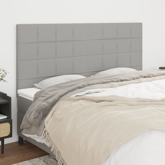 vidaXL Kopfteile 4 Stk. Hellgrau 100x5x78/88 cm Stoff