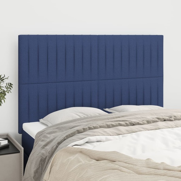 vidaXL Kopfteile 4 Stk. Blau 72x5x78/88 cm Stoff