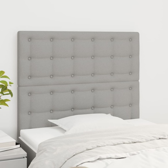 vidaXL Kopfteile 2 Stk. Hellgrau 90x5x78/88 cm Stoff