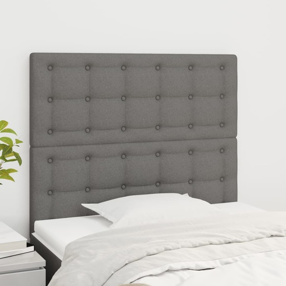 vidaXL Kopfteile 2 Stk. Dunkelgrau 100x5x78/88 cm Stoff
