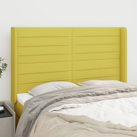 vidaXL Kopfteil mit Ohren Grün 147x16x118/128 cm Stoff
