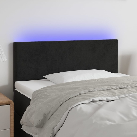 vidaXL LED Kopfteil Schwarz 90x5x78/88 cm Samt