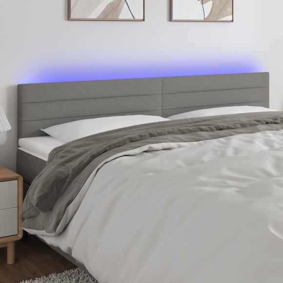 vidaXL LED Kopfteil Dunkelgrau 160x5x78/88 cm Stoff