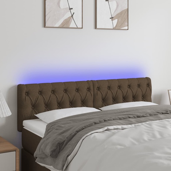 vidaXL LED Kopfteil Dunkelbraun 144x7x78/88 cm Stoff