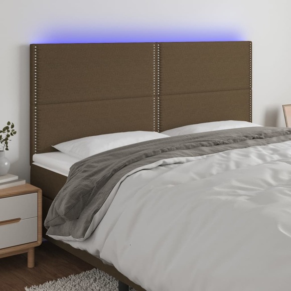 vidaXL LED Kopfteil Dunkelbraun 160x5x118/128 cm Stoff