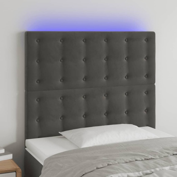vidaXL LED Kopfteil Dunkelgrau 80x5x118/128 cm Samt