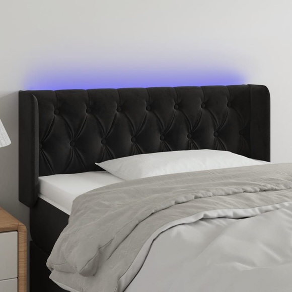 vidaXL LED Kopfteil Schwarz 93x16x78/88 cm Samt