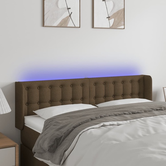 vidaXL LED Kopfteil Dunkelbraun 147x16x78/88 cm Stoff