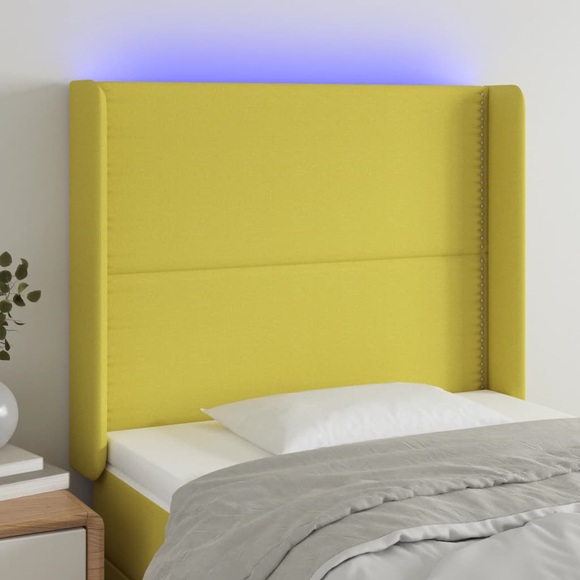 vidaXL LED Kopfteil Grün 93x16x118/128 cm Stoff