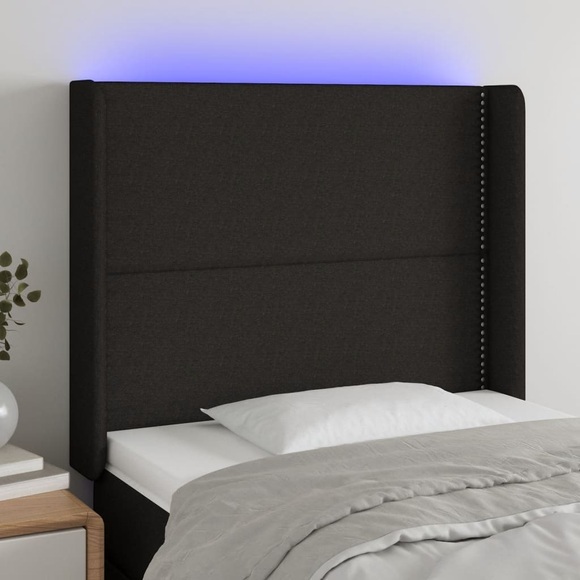 vidaXL LED Kopfteil Schwarz 103x16x118/128 cm Stoff
