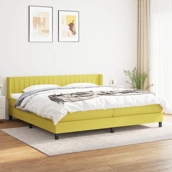 vidaXL Boxspringbett mit Matratze Grün 200x200 cm Stoff