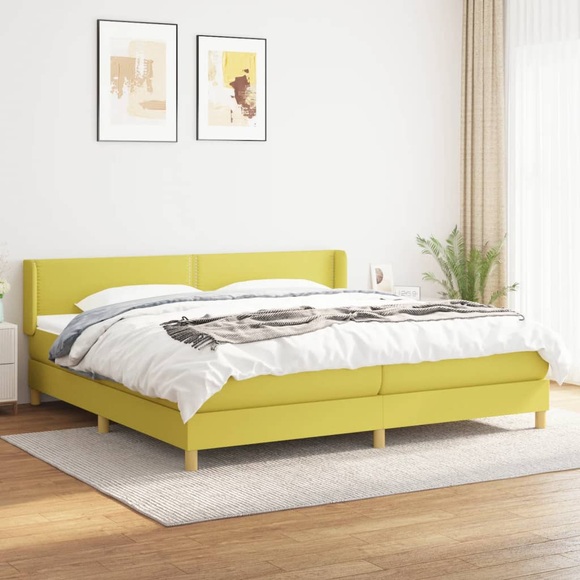 vidaXL Boxspringbett mit Matratze Grün 200x200 cm Stoff