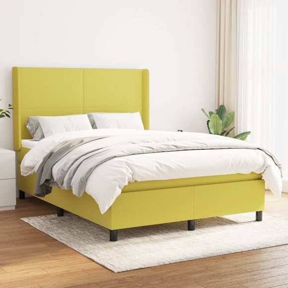 vidaXL Boxspringbett mit Matratze Grün 140x200 cm Stoff