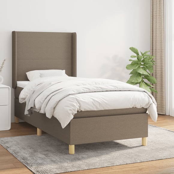 vidaXL Boxspringbett mit Matratze Taupe 80x200 cm Stoff
