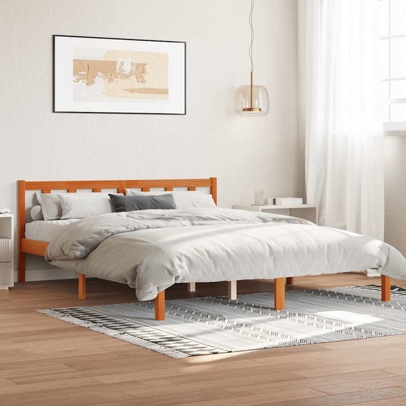 vidaXL Massivholzbett Wachsbraun 160x200 cm Kiefer