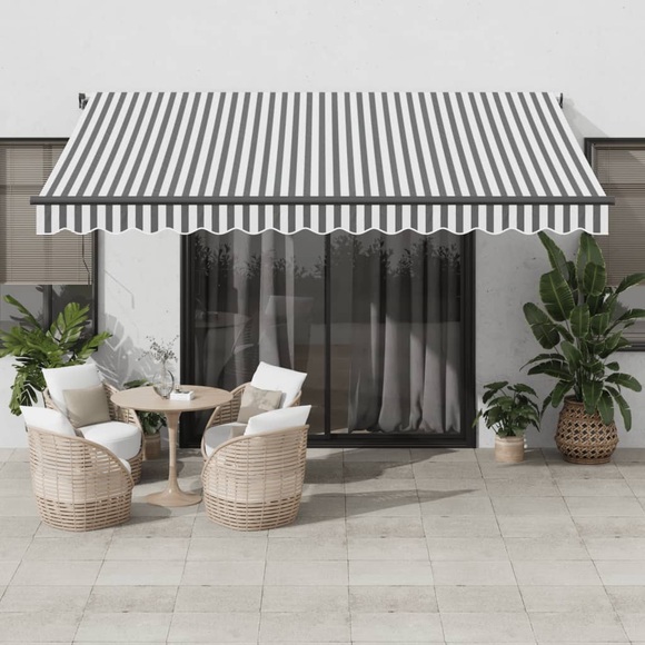 vidaXL Markise Manuell mit LEDs Anthrazit & Weiß 400x350 cm