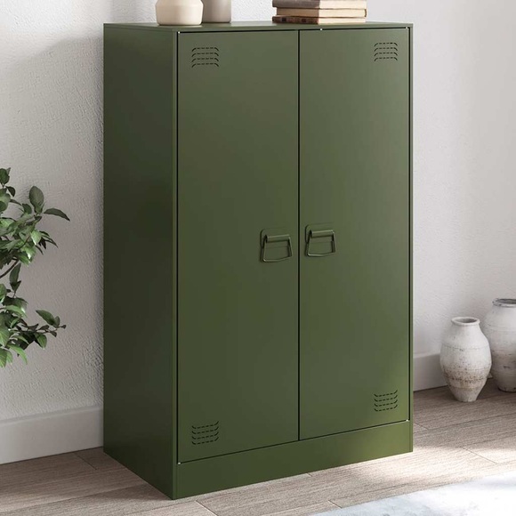 vidaXL Sideboard Olivgrün 67x39x107 cm Stahl