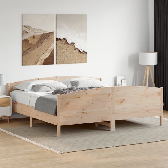 vidaXL Massivholzbett mit Kopfteil 200x200 cm Kiefer