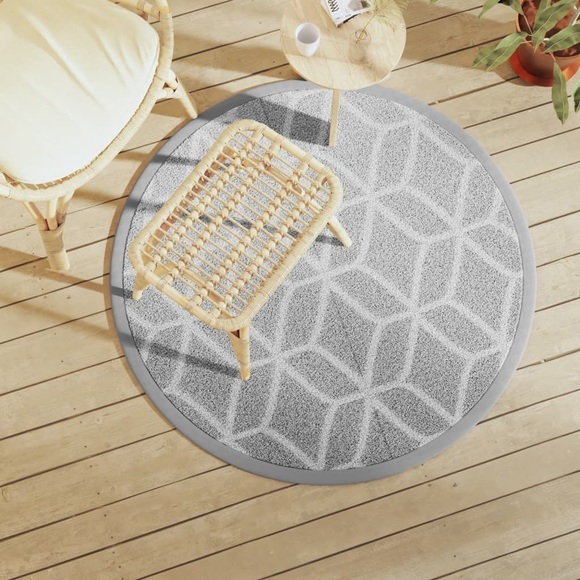 vidaXL Outdoor-Teppich Grau Ø120 cm PP