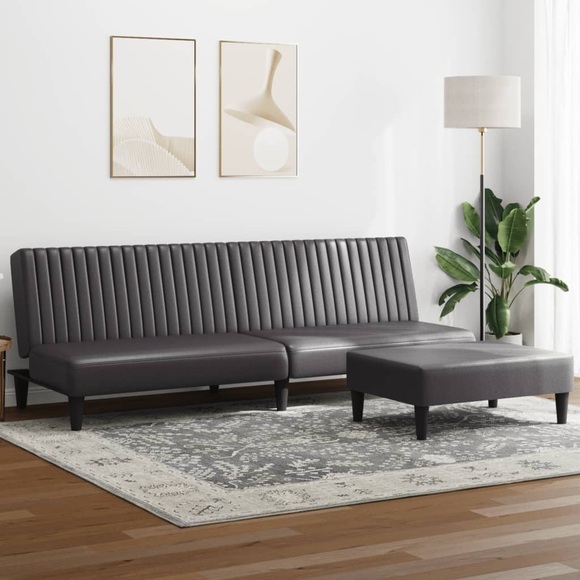 vidaXL 2-tlg. Sofagarnitur Grau Kunstleder
