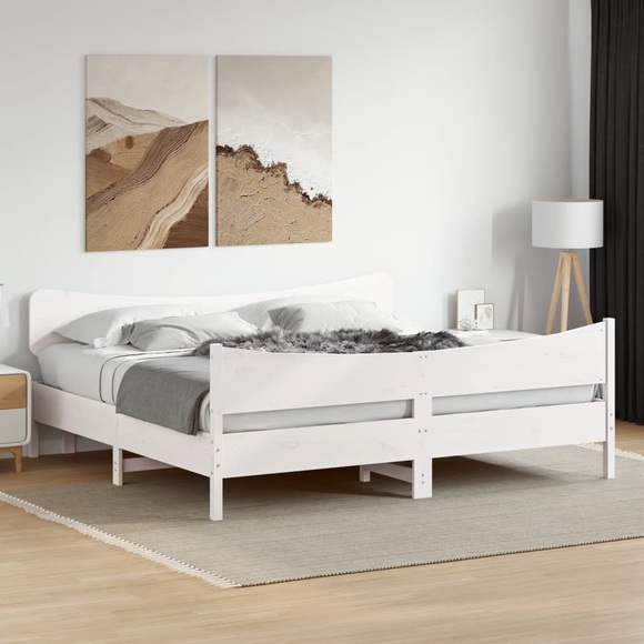 vidaXL Massivholzbett mit Kopfteil Weiß 200x200 cm Kiefer