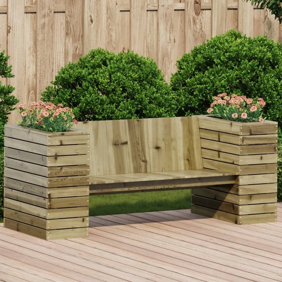 vidaXL Gartenbank mit Pflanzkübeln 167,5x60x65 cm Kiefernholz