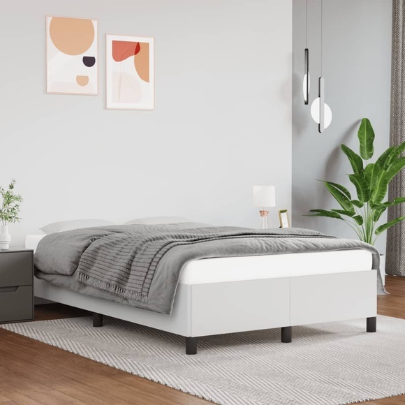 vidaXL Bettgestell Weiß 120x190 cm Kunstleder