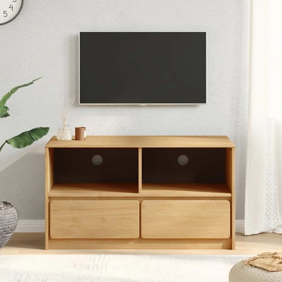 vidaXL TV-Schrank SAUDA Eiche-Optik 99x43x55 cm Massivholz Kiefer