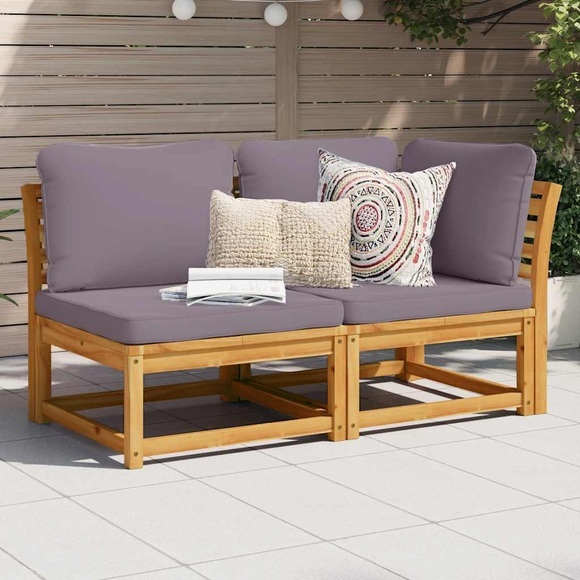 vidaXL 2-tlg. Garten-Lounge-Set mit Kissen Massivholz Akazie