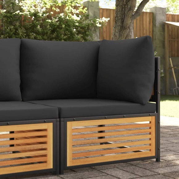 vidaXL Garten-Ecksofa mit Kissen Massivholz Akazie