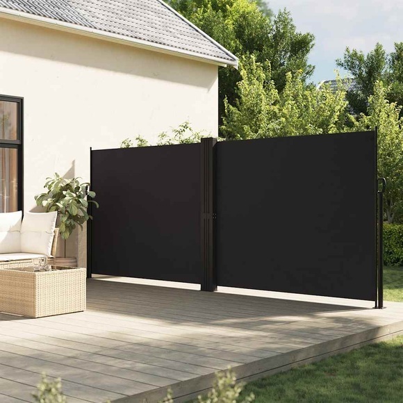 vidaXL Seitenmarkise Ausziehbar Schwarz 180x1200 cm