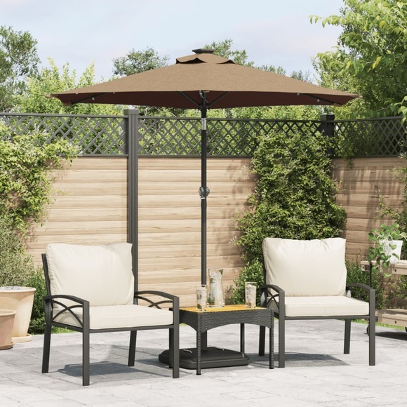vidaXL Sonnenschirm mit LED und Stahlmast Taupe 225x225x212 cm