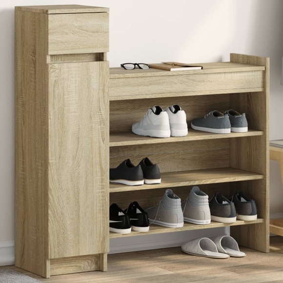 vidaXL Schuhschrank Sonoma-Eiche 100,5x28x100 cm Holzwerkstoff