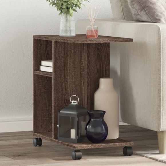 vidaXL Beistelltisch mit Rollen Braun Eiche 50x30x55 cm Holzwerkstoff