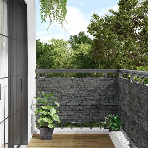vidaXL Garten-Sichtschutz Leistenstein-Optik Grau 800x75 cm PVC