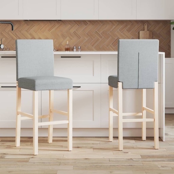 vidaXL Barstühle 2 Stk. Massivholz Gummibaum und Stoff