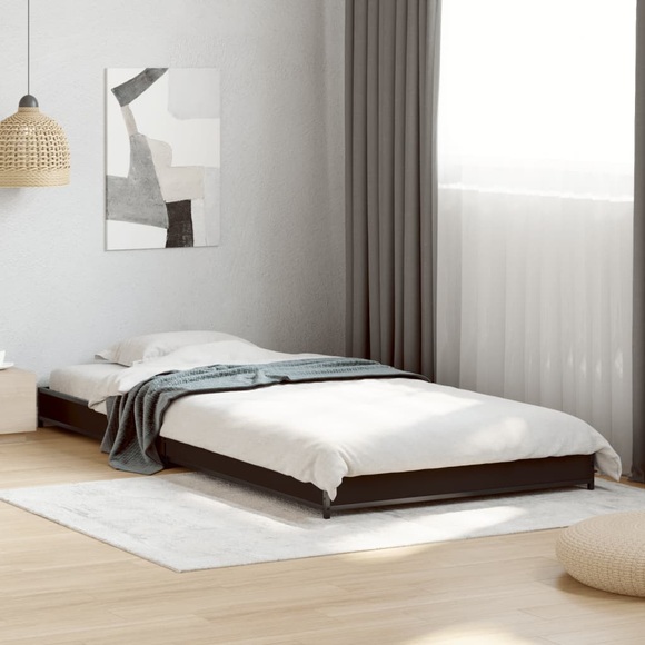 vidaXL Bettgestell Schwarz 90x200 cm Holzwerkstoff und Metall