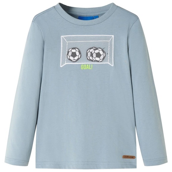 vidaXL Kinder-Langarmshirt mit Fußballtor Hellblau 92