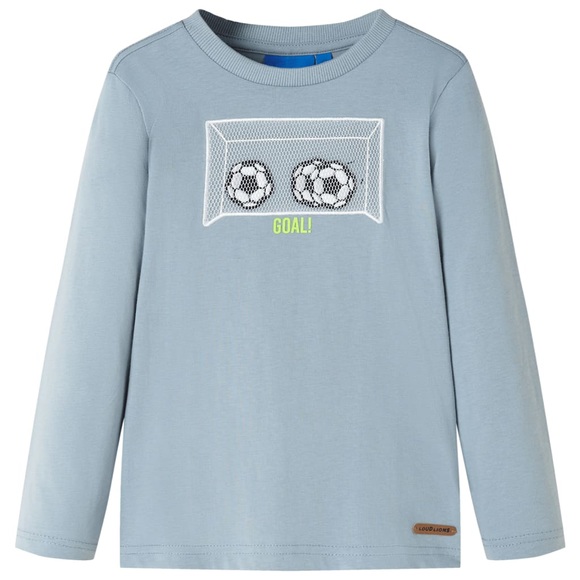 vidaXL Kinder-Langarmshirt mit Fußballtor Hellblau 116