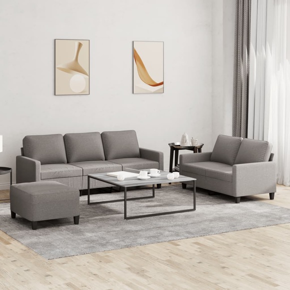 vidaXL 3-tlg. Sofagarnitur mit Kissen Taupe Stoff