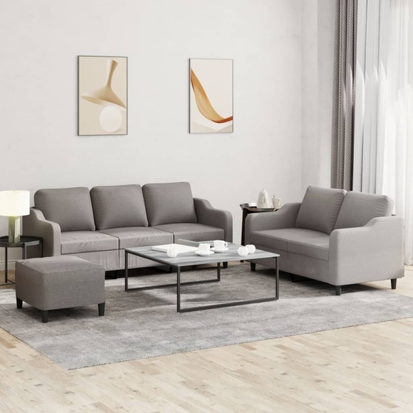 vidaXL 3-tlg. Sofagarnitur mit Kissen Taupe Stoff