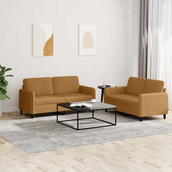 vidaXL 2-tlg. Sofagarnitur Braun Samt