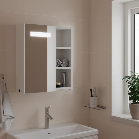 vidaXL Spiegelschrank mit LED-Beleuchtung Weiß 45x13x52 cm