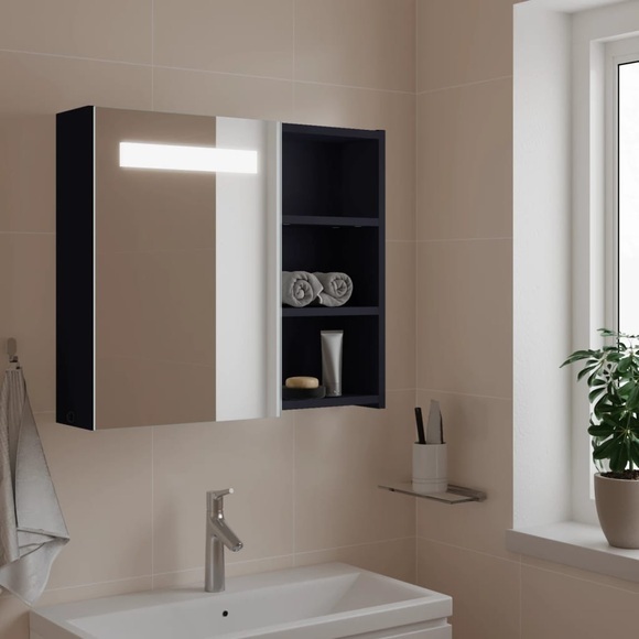 vidaXL Spiegelschrank mit LED-Beleuchtung Grau 60x13x52 cm