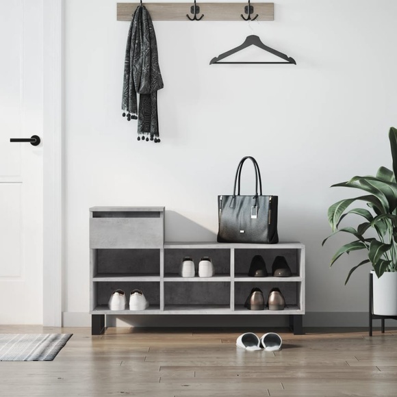 vidaXL Schuhregal Betongrau 102x36x60 cm Holzwerkstoff