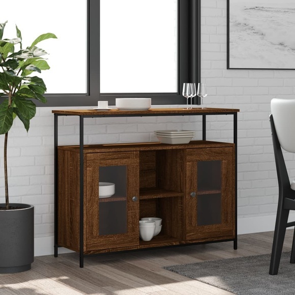vidaXL Sideboard Braun Eichen-Optik 100x35x80 cm Holzwerkstoff