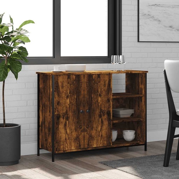 vidaXL Sideboard Räuchereiche 100x33x75 cm Holzwerkstoff